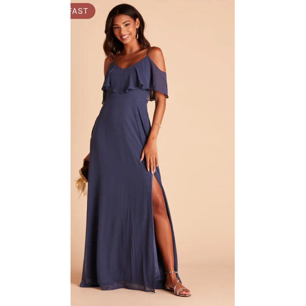 Birdy Grey Slate Blue Jane Bridesmaid Dress With Pockets Size Small NWT Medium
